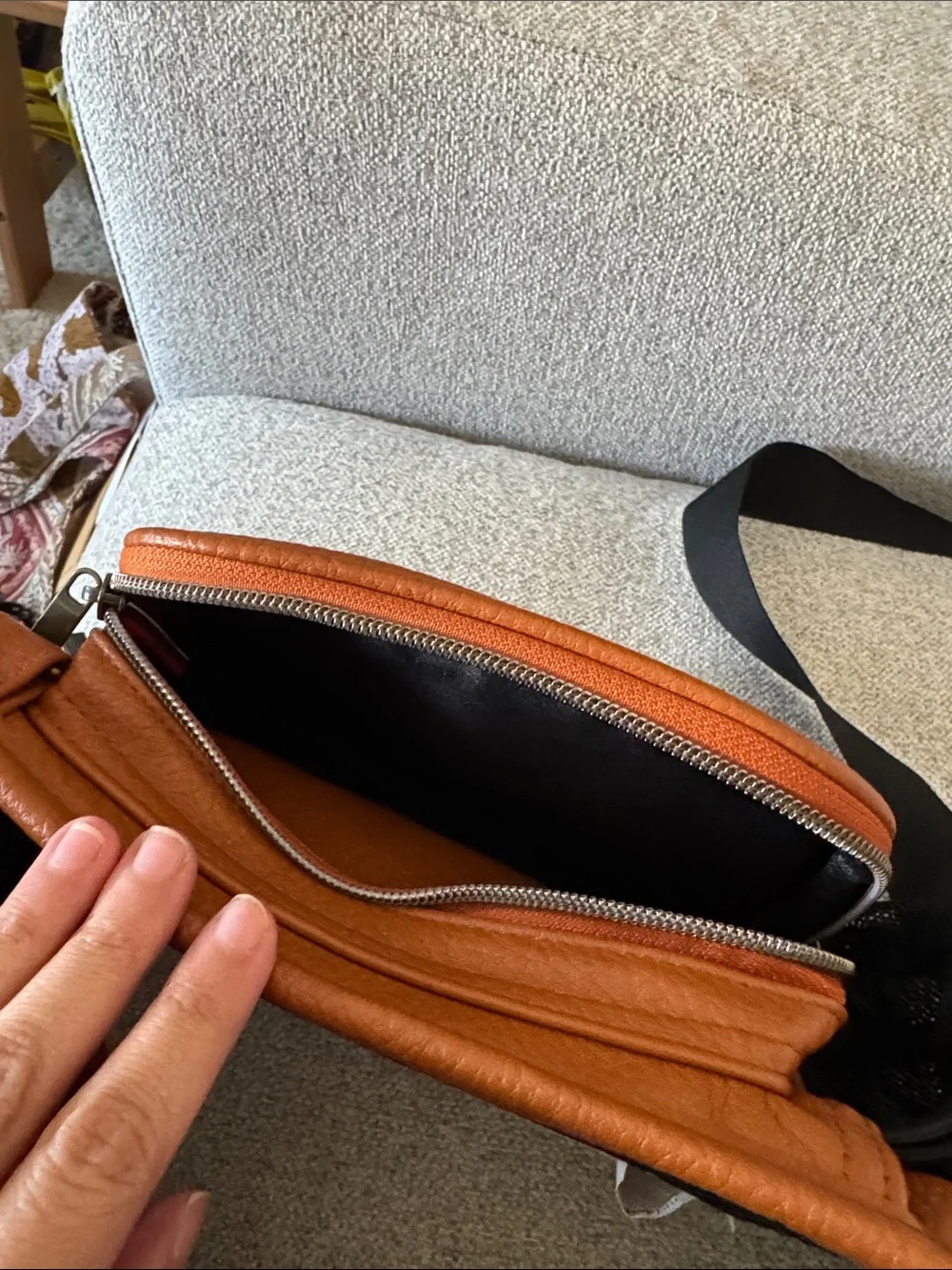 TushBaby Tan Leather Baby Bag - Compact Hands-Free Organizer